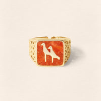 Coral Crane Filigree Gold Ring - Men