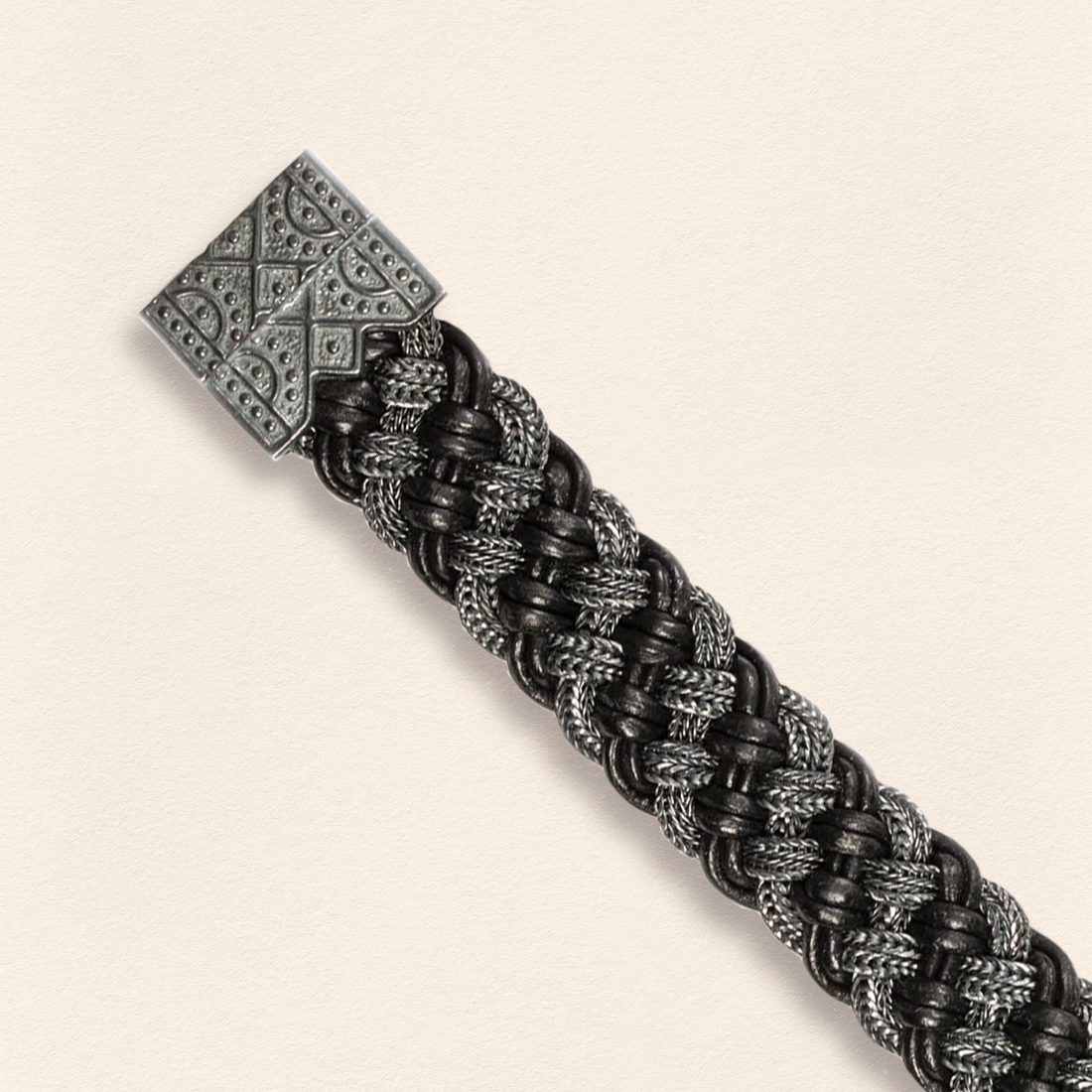 Black Leather Braided Bracelet Thick