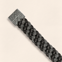 Black Leather Braided Bracelet Thick