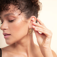 Birdman Crystal Gold Earrings
