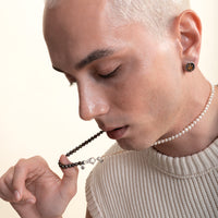 Sumerian Black & White Pearl Necklace - Men