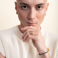 Sumerian Mosaic Pearl Love Gold Ring