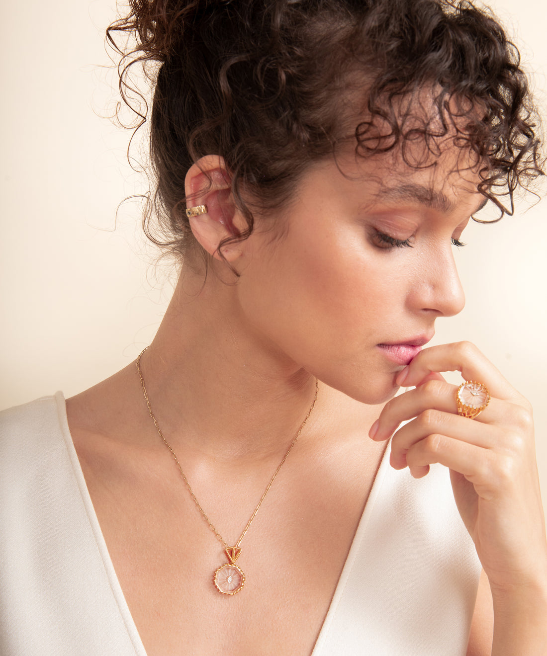 Serpent Crystal Gold Necklace
