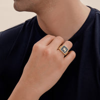 Black Pearl Lion Filigree Ring Couple Set