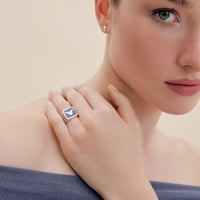 Lapis Bull Filigree Ring Couple Set