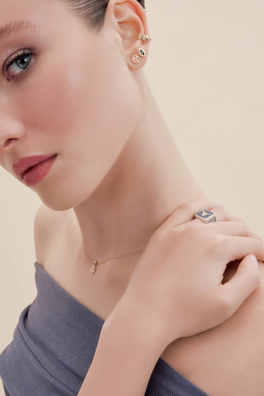 Lapis Bull Filigree Unisex Ring