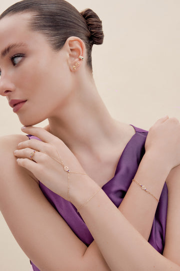 Adel Amethyst Gold Finger Bracelet