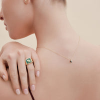 Malachites Crane Filigree Unisex Ring