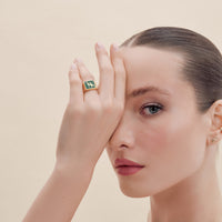 Malachites Crane Filigree Unisex Ring