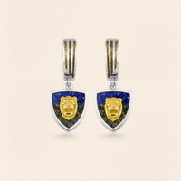 Assyrian Lion Lapis & Azurite Earrings Silver