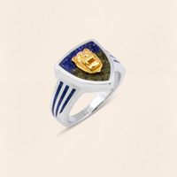 Assyrian Lion Lapis&Azurite Ring