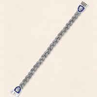 Assyrian Lion Lapis&Azurite Braided Bracelet Silver