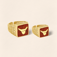 Coral Bull Filigree Ring - Men