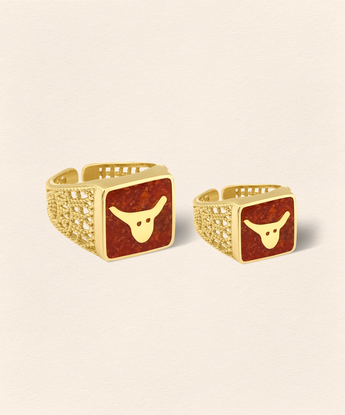 Coral Bull Filigree Unisex Ring