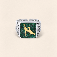 Malachites Crane Filigree Unisex Ring Silver