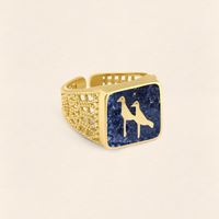 Lapis Crane Filigree Unisex Ring