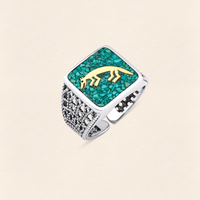 Turquoise Fox Filigree Ring Couple Set