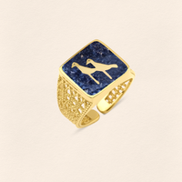 Lapis Crane Filigree Unisex Ring