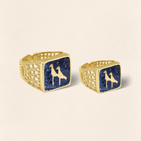 Lapis Crane Filigree Unisex Ring