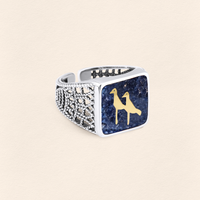 Lapis Crane Filigree Unisex Ring Silver