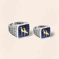 Lapis Crane Filigree Unisex Ring Silver