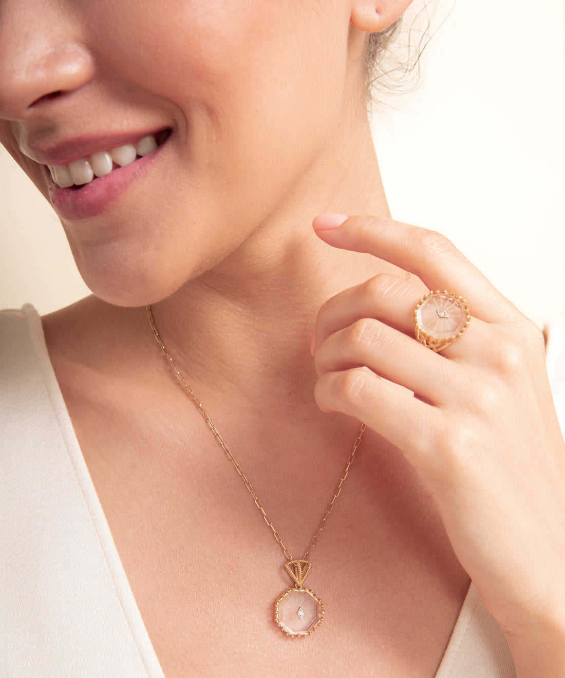 Serpent Crystal Filigree Gold Ring