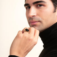 Serpent Onyx Filigree Gold Ring