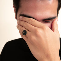 Serpent Onyx Filigree Gold Ring