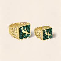 Malachites Crane Filigree Ring - Men