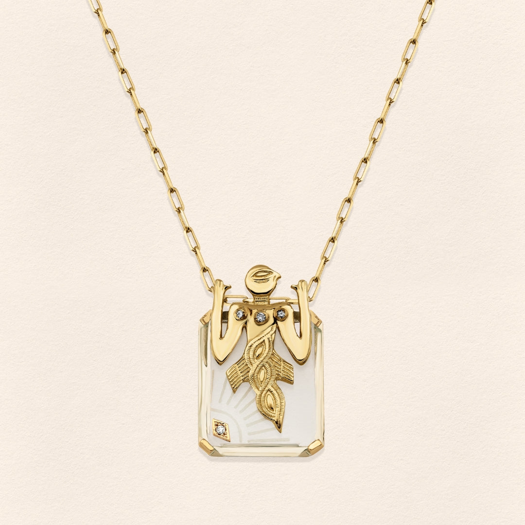 Birdman Crystal Gold Necklace