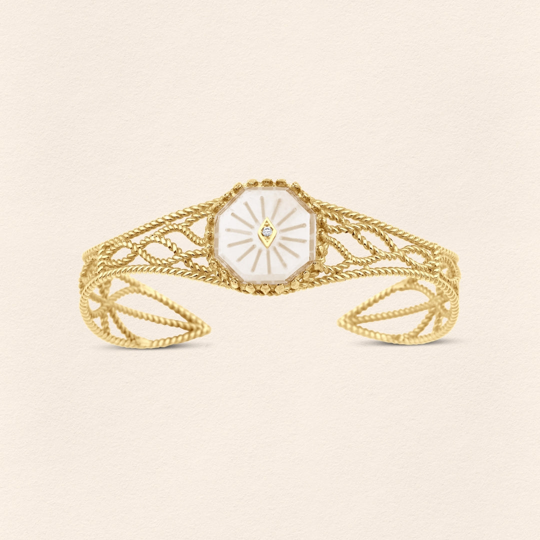 Serpent Crystal Filigree Gold Bracelet