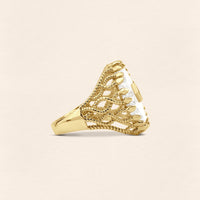 Serpent Crystal Filigree Gold Ring