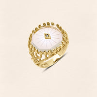 Serpent Crystal Filigree Gold Ring