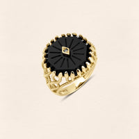 Serpent Onyx Filigree Gold Ring