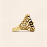 Serpent Onyx Filigree Gold Ring