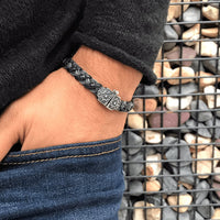 Black Leather Braided Bracelet