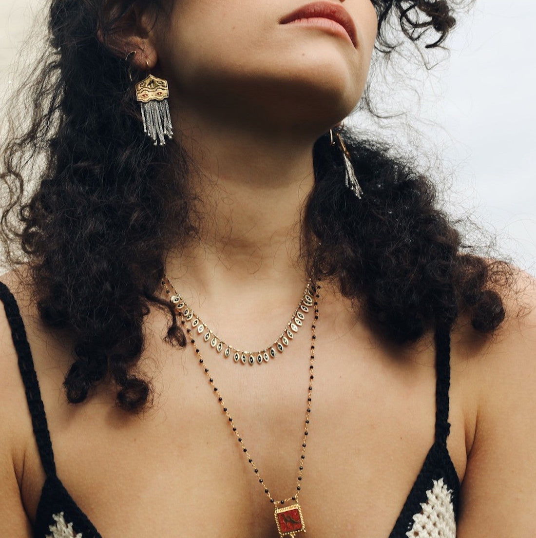 Coral Crane Necklace