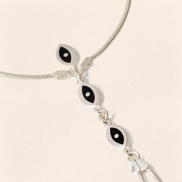 Eye Finger Bracelet Black Silver