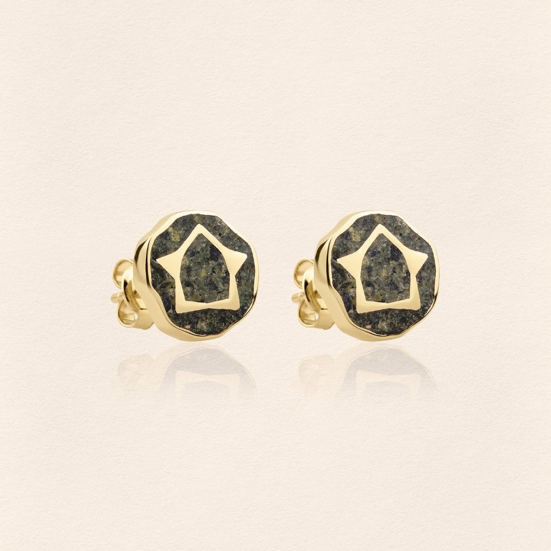 [COMMON] Sumerian Mosaic Azurite Energy of Life Unisex Earring Gold product detail