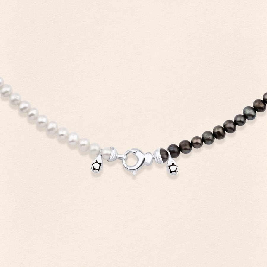 Sumerian Black White Pearl Necklace Men – Luna Merdin 925