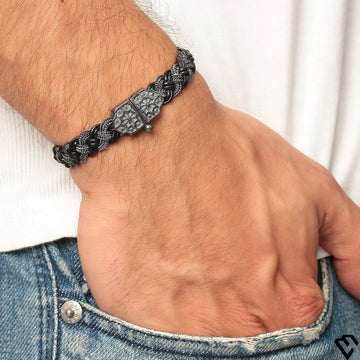 Black Leather Braided Bracelet