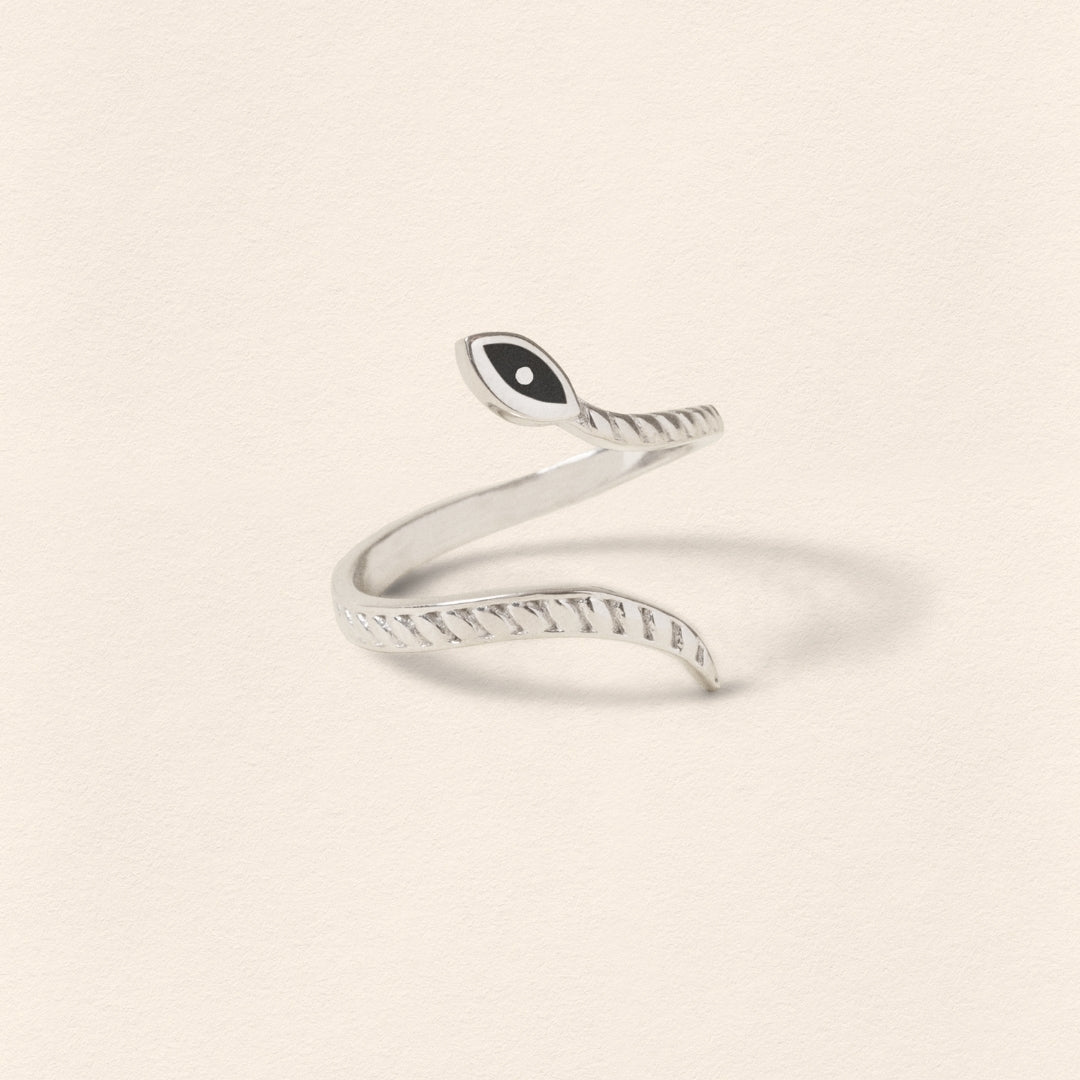 Snake Eye Ring Silver Black