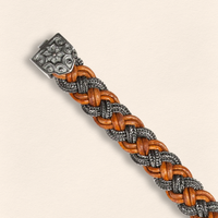 Brown Leather Oxidized Bracelet