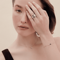 Black Pearl Lion Filigree Ring Silver Couple Set