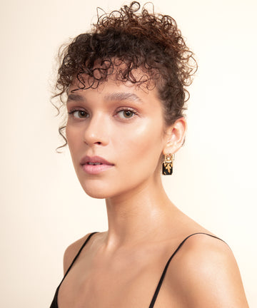 Birdman Onyx Gold Earrings