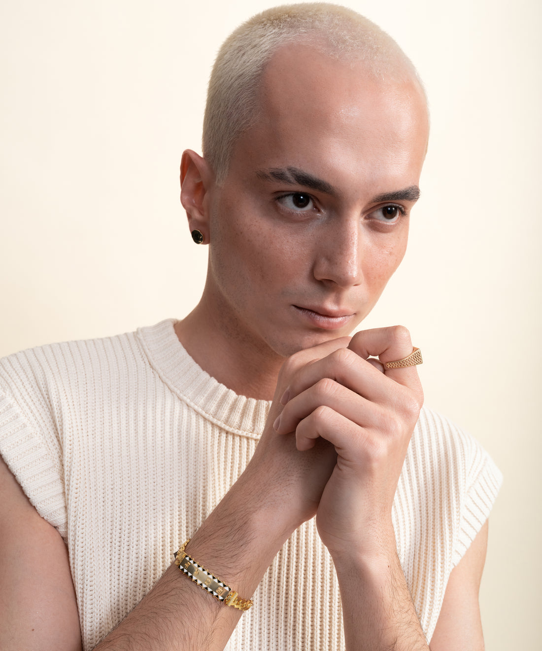 [MEN] Sumerian Plate Unisex Bracelet Gold product detail