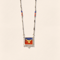 Lapis&Coral Bull Necklace