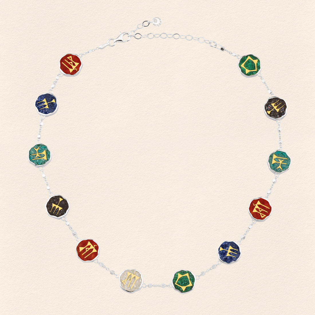 Sumerian Colorful Stone Mosaic Necklace