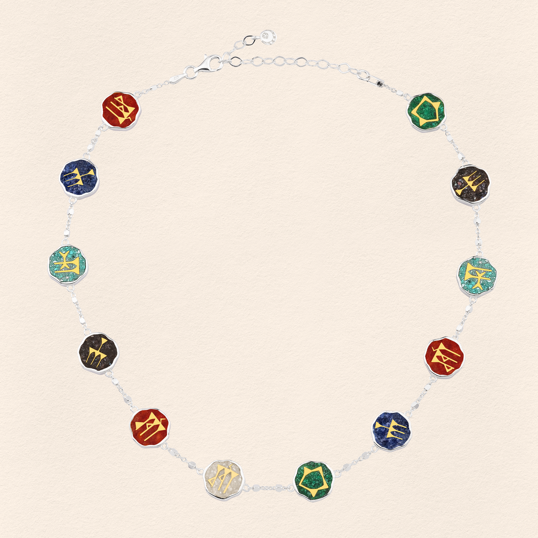 Sumerian Colorful Stone Mosaic Necklace