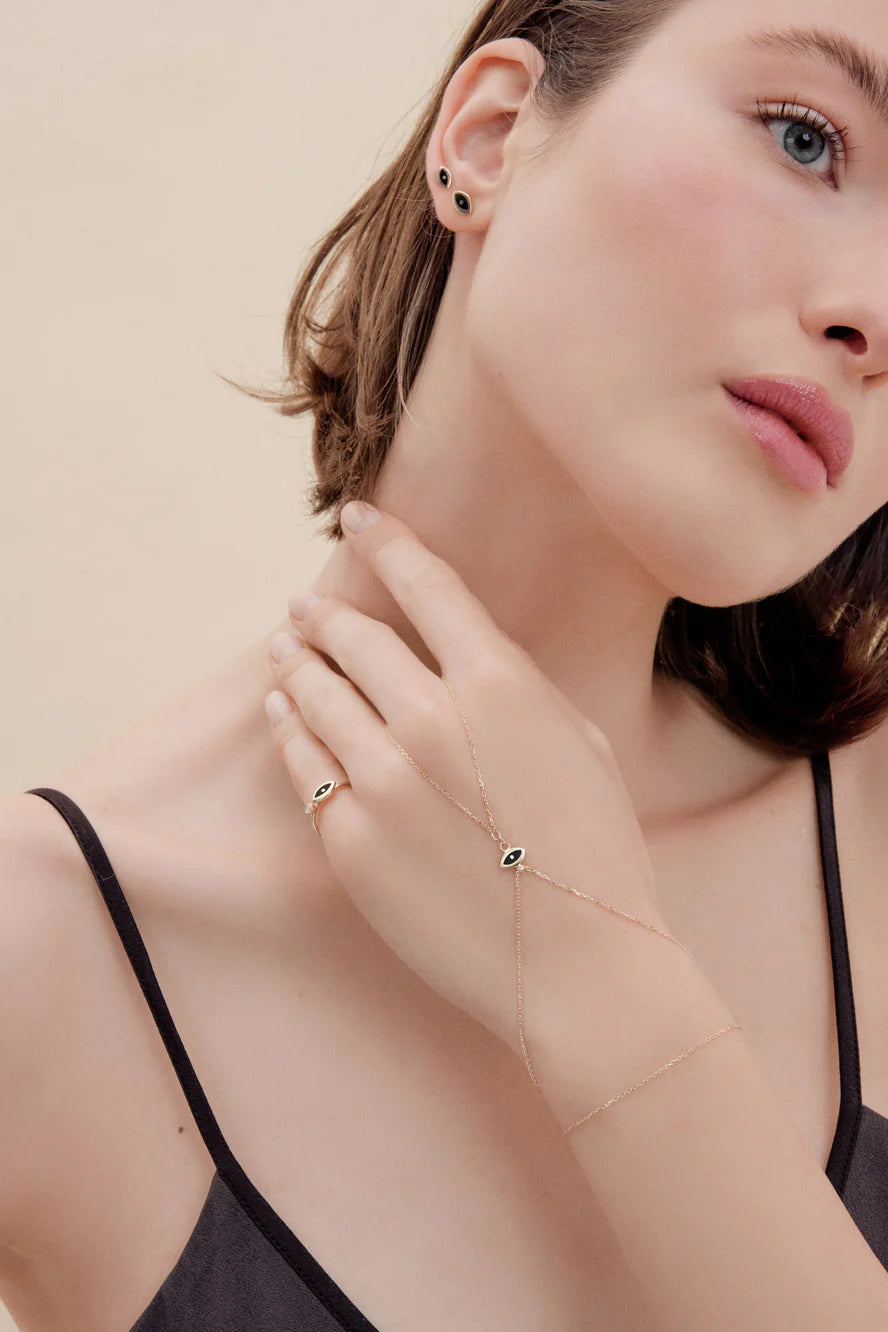 Eye Diamond Gold Finger Bracelet